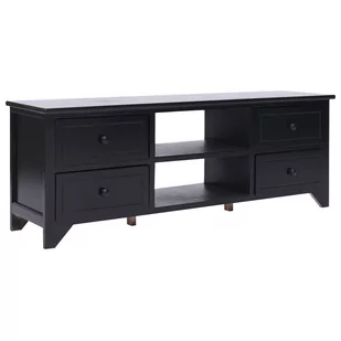 Lumarko Szafka pod TV, czarna,108x30x40 cm, drewno paulownia - Szafki RTV - miniaturka - grafika 1