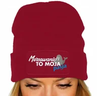 Czapki damskie - CZAPKA CZERWONA Zimowa Prezent Dla Morsa MORSOWANIE TO MOJA PASJA Wzory - miniaturka - grafika 1