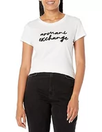 Koszulki i topy damskie - Armani Exchange Pima Cotton Signature Logo Tee T-Shirt damski, biały, S - miniaturka - grafika 1