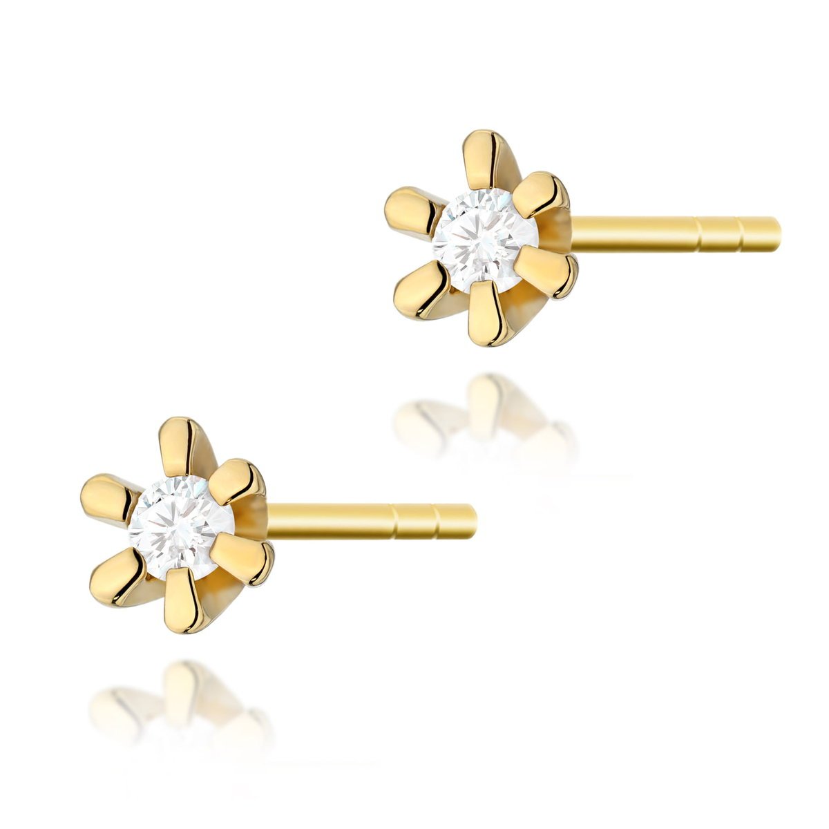 Złote kolczyki K0029 Diament 2 x 0,02ct żółte złoto pr. 585