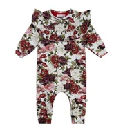 Pajacyki dla niemowląt - Pajac bez stópek Czerwone Kwiaty 86 - miniaturka - grafika 1