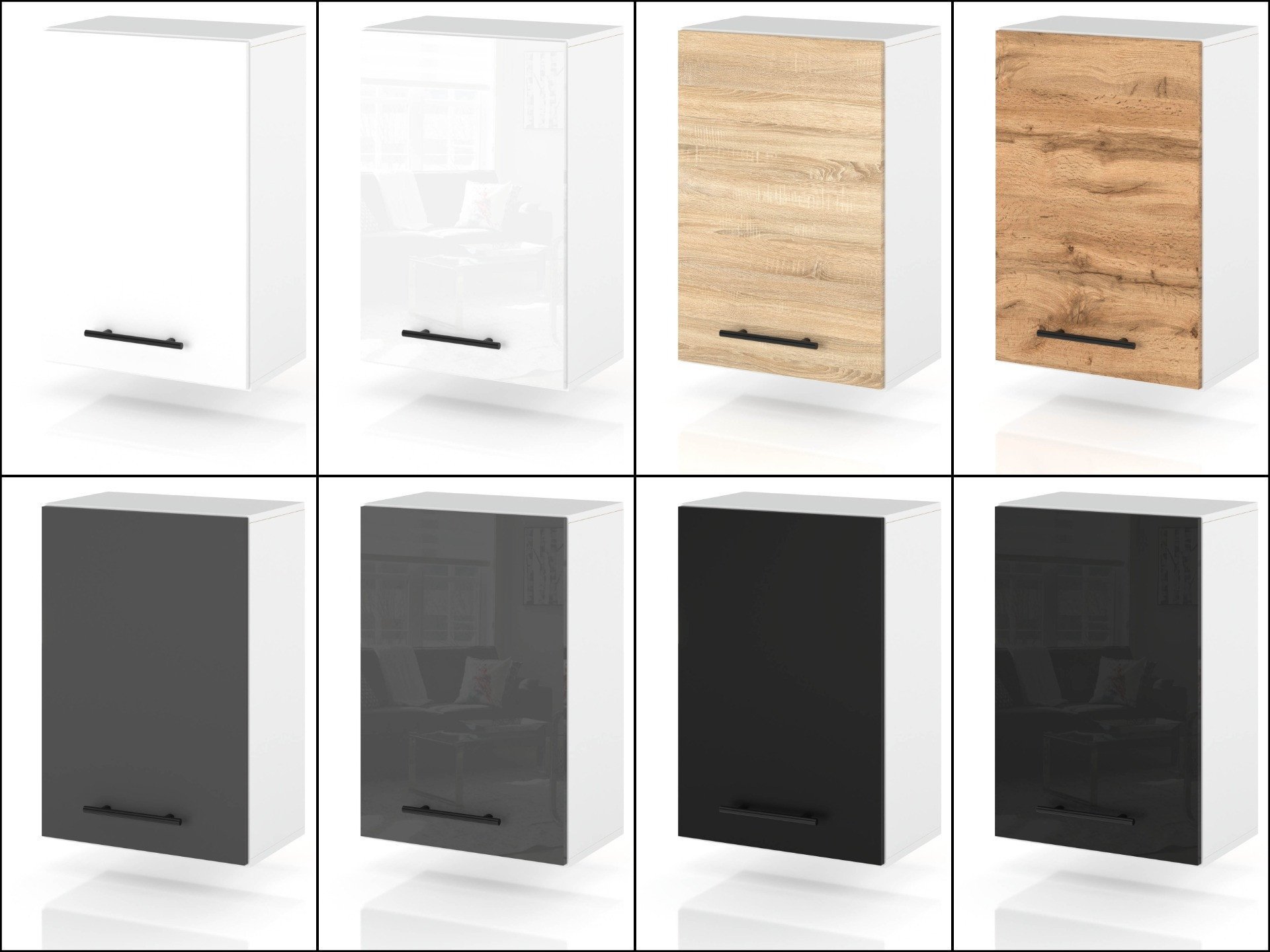 Szafka Kuchenna Wisząca Klapowa Modułowa 45cm Spremium Czarny Połysk