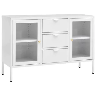 vidaXL Komoda biała 105x35x70 cm stal i szkło hartowane 336077 - Komody - miniaturka - grafika 1