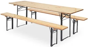 Składany komplet drewniany stół z 2 ławkami C6-W36 - Stoły ogrodowe - miniaturka - grafika 1