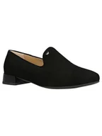 Mokasyny damskie - Wojas Skórzane mokasyny w kolorze czarnym - miniaturka - grafika 1