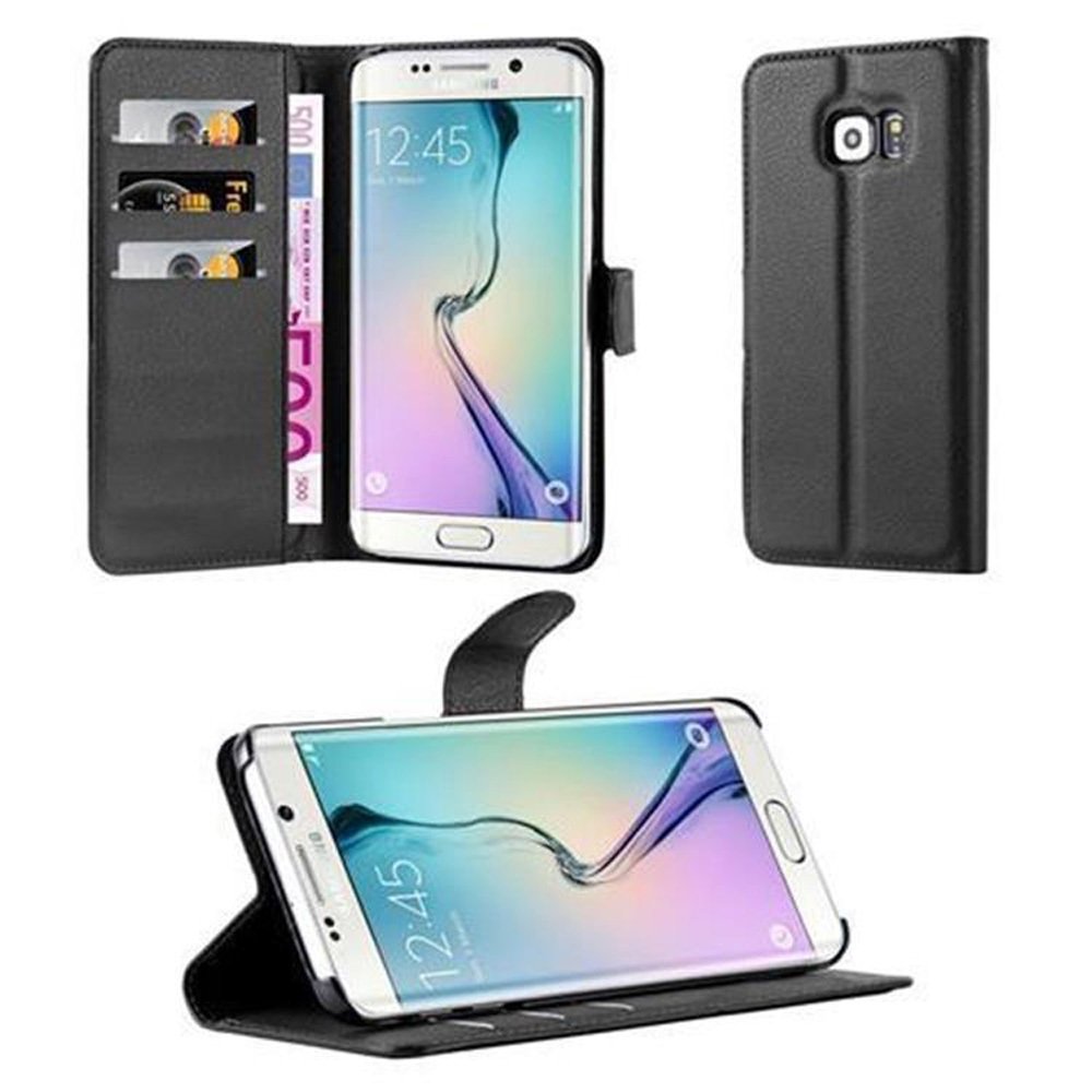 Etui Cadorabo do Samsung Galaxy S6 EDGE w kolorze PHANTOM BLACK Etui na telefon komórkowy z magnetycznym zamknięciem, funkcją podstawki i miejscem na karty Etui Etui ochronne Etui z klapką w stylu książki