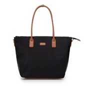 Torebki damskie - Damska shopperka z nylonu czarno - brązowa - miniaturka - grafika 1