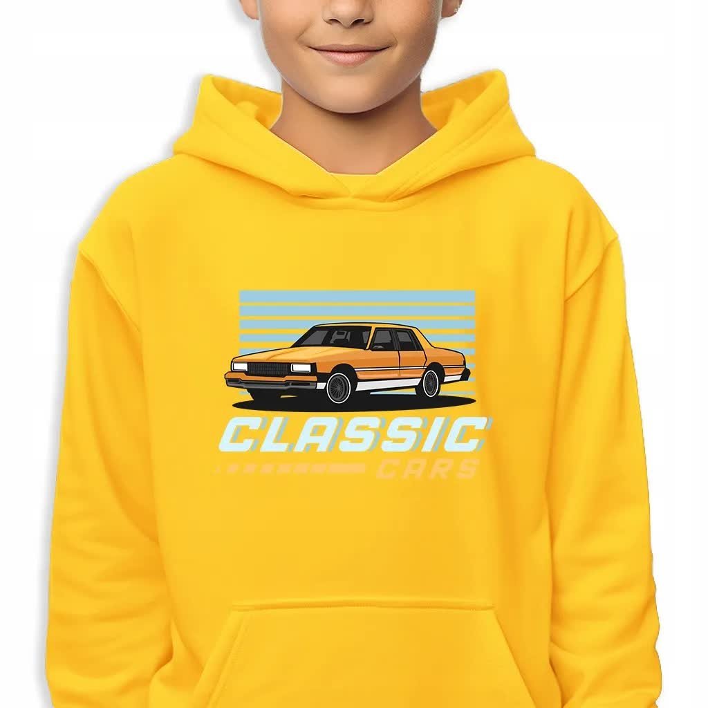 Bluza Dziecięca Z Kapturem Bawełniana 116 Cm Classic Cars Wiele Wzorów