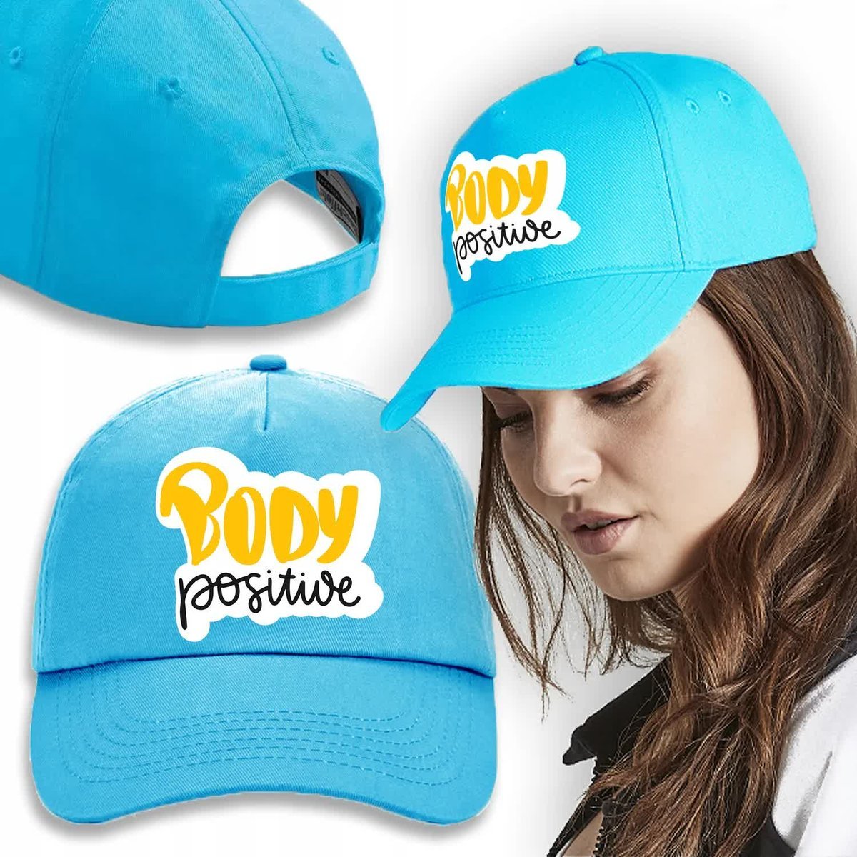 CZAPKA Niebieska Daszek Na Wiosnę BODY POSITIVE Wz