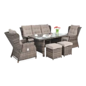 Meble ogrodowe - Meble technorattanowe BALTIMORE DINING + PUFY Brown - miniaturka - grafika 1