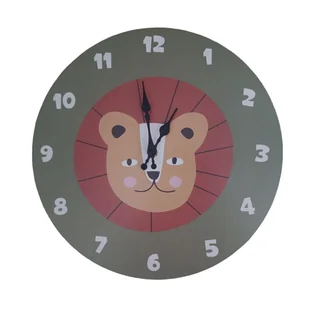 Zegar Analogowy Ścienny Z Lwem Do Pokoju Dziecięcego 33Cm - Wyposażenie pokoiku dziecięcego - miniaturka - grafika 1