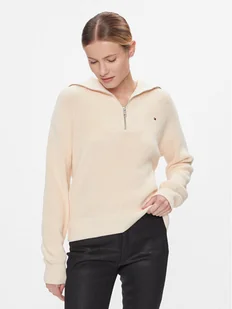 Tommy Hilfiger Sweter Co Cardi Stitch 1/2 Zip Swt WW0WW42420 Żółty Regular Fit - Swetry damskie - miniaturka - grafika 1