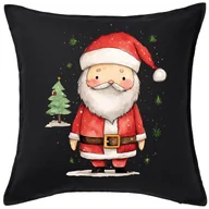 Poduszki dekoracyjne - CZARNA Poduszka z mikołajem - santa99 - miniaturka - grafika 1