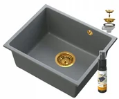 Zlewozmywaki - Granitan Manado Szary Podblatowy Zlew Złoty Podwieszany 50 - miniaturka - grafika 1