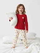 Piżamy dla dziewczynek - Sinsay - Piżama dwuczęściowa z motywem misia - czerwony - miniaturka - grafika 1