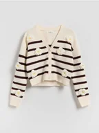 Swetry dla dziewczynek - Reserved - Kardigan z dodatkiem wiskozy - wielobarwny - miniaturka - grafika 1