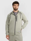 Bluzy męskie - 4F Bluza dresowa rozpinana z kapturem męska - oliwkowa XXL - miniaturka - grafika 1