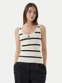 Koszulki i topy damskie - Tommy Hilfiger Top WW0WW48480 Kremowy Slim Fit - miniaturka - grafika 1