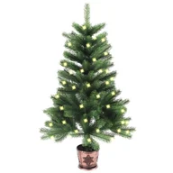 Choinki - vidaXL vidaXL Sztuczna choinka z lampkami LED, 90 cm, zielona - miniaturka - grafika 1
