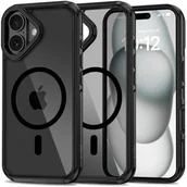 Etui i futerały do telefonów - Etui TECH-PROTECT AirHybrid Magsafe do Apple iPhone 16 Przezroczysto-czarny - miniaturka - grafika 1