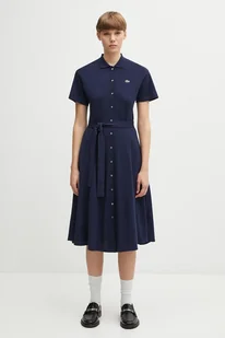 Lacoste sukienka bawełniana kolor granatowy mini rozkloszowana EF9621 - Sukienki - miniaturka - grafika 1