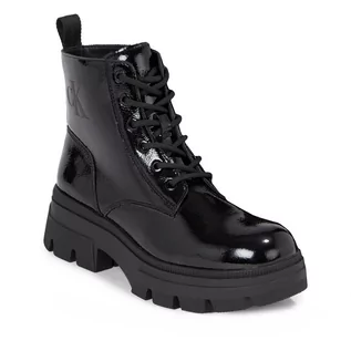 Botki damskie - Trapery Calvin Klein Jeans Chunky Combat Laceup Boot Wn YW0YW01265 Triple Black 0GT - grafika 1