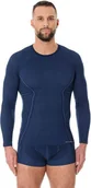 Koszulki sportowe męskie - Brubeck Koszulka męska z długim rękawem ACTIVE WOOL granatowa r. XL LS12820 - miniaturka - grafika 1