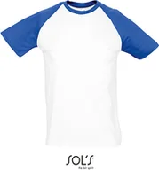 Koszulki męskie - SOLs 11190 Raglan Funky 150 Koszulka męska - Kolor: Biały/Niebieski - Rozmiar: 3XL - miniaturka - grafika 1