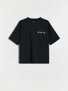 Reserved - T-shirt oversize z nadrukiem - czarny - Koszulki dla chłopców - miniaturka - grafika 1