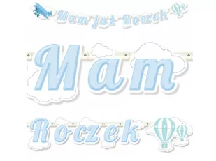 DekoracjePolska Baner "Mam Już Roczek Samolocik" DekoracjePolska 172 cm BR33 - Baby shower i roczek - miniaturka - grafika 1