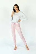 Piżamy damskie - Piżama damska szaro-różowa motyle - miniaturka - grafika 1