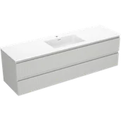 Szafki łazienkowe - Mexen Rivel szafka łazienkowa 160 cm z umywalką Otis, 2 szuflady, ryflowana , szara mat/biała mat - 91A20-16047-2-BFF62-W18M0 - miniaturka - grafika 1