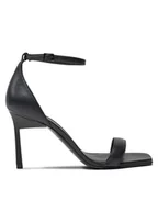 Sandały damskie - Calvin Klein Sandały Heel Sandal 90 Pearl Lth HW0HW02066 Czarny - miniaturka - grafika 1