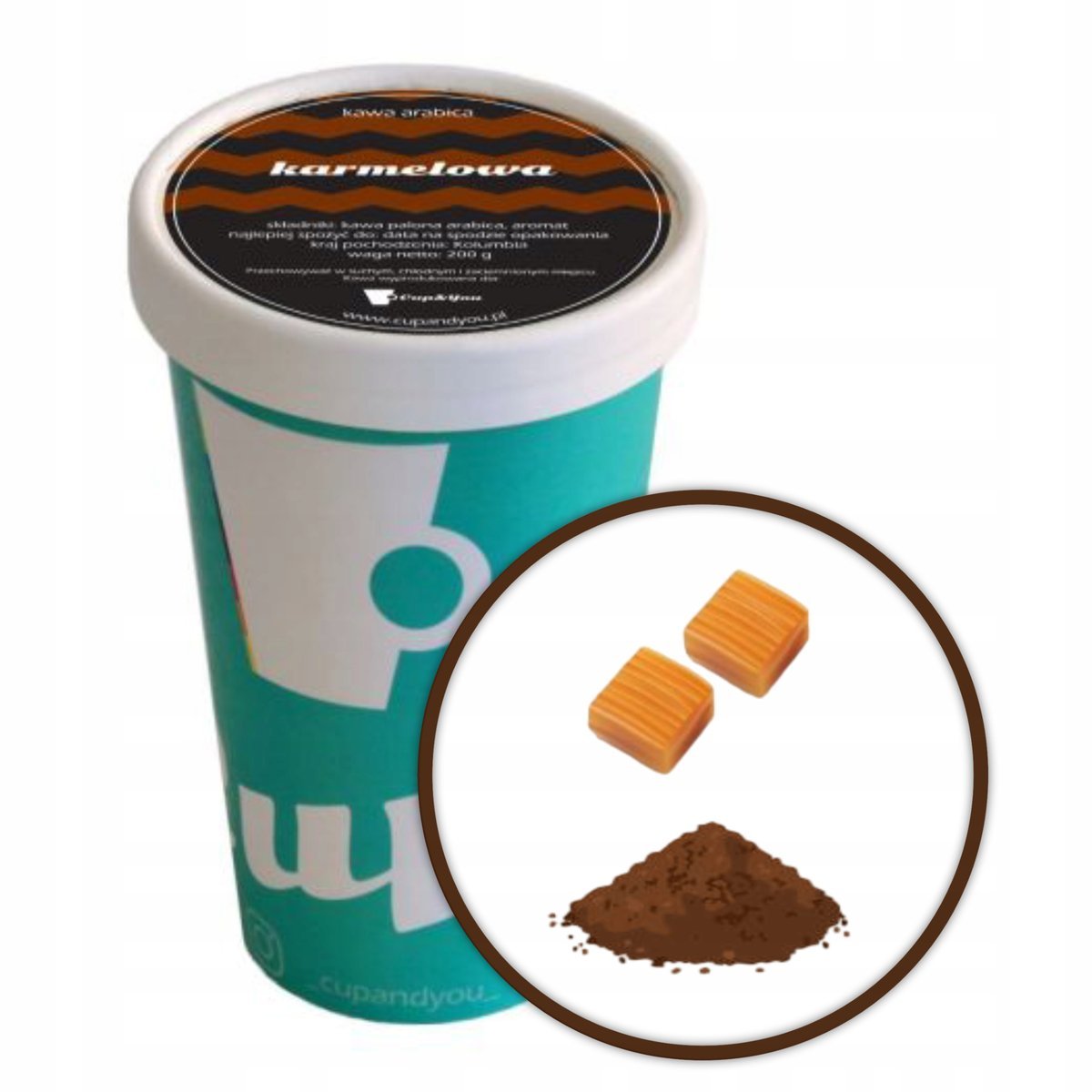 Kawa aromatyzowana o smaku KARMELOWYM mielona ARABICA PREMIUM 200g premium - smakowa uczta dla podniebienia