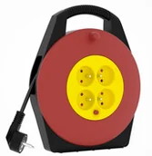 Przedłużacze i rozgałęźniki - Przedł.BĘBNOWY kompaktowy KERG-PZ-4Z/KTS-4 gniazda-czarno-czerwono-żółty-10m-10A-H05VV-F-3x1,0mm2 - miniaturka - grafika 1