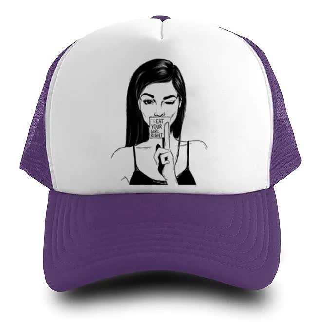 Czapka Daszek Fioletowa TREAT GIRL RIGHT Wzory