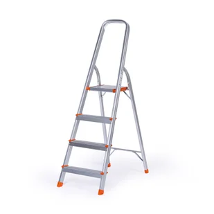 Schody aluminiowe jednostronne, 1x4 stopnie, wysokość 0,85m - Drabiny - miniaturka - grafika 1