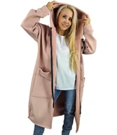 Bluzy damskie - Długa damska bluza z kapturem Ciepły miły materiał Na suwak BETH - miniaturka - grafika 1