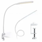 Lampy stojące - Biała lampka biurkowa LED z klipsem - M002 C1-S45 - miniaturka - grafika 1