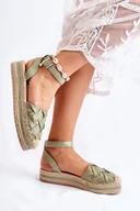 Espadryle damskie - Espadryle Sandały Damskie Platforma Zielone Susane - Zazoo - miniaturka - grafika 1
