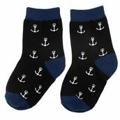 Skarpetki dla dzieci - Skarpety dziecięce Captain Mike czarne w kotwice 27-30 - miniaturka - grafika 1