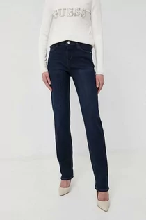 Spodnie damskie - Morgan jeansy damskie kolor granatowy high waist - grafika 1
