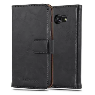 Luxury cador Abo Book Style etui do Samsung Galaxy A3 (7) model 2017 Case Cover pokrowiec ochronny etui z funkcją stojaka i kieszeń na kartę, grafitowo-czarny - Etui i futerały do telefonów - miniaturka - grafika 1