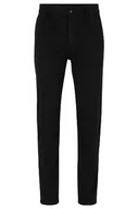 Spodenki męskie - BOSS Męskie spodnie chino zwężane z tkaniny Cavalry-Twill z elastycznej bawełny, czarny (Black1), 40W / 32L - miniaturka - grafika 1