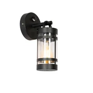 Lampy ogrodowe - QAZQA Kinkiet zewnętrzny czarny IP44 z czujnikiem ruchu - Ruben - miniaturka - grafika 1