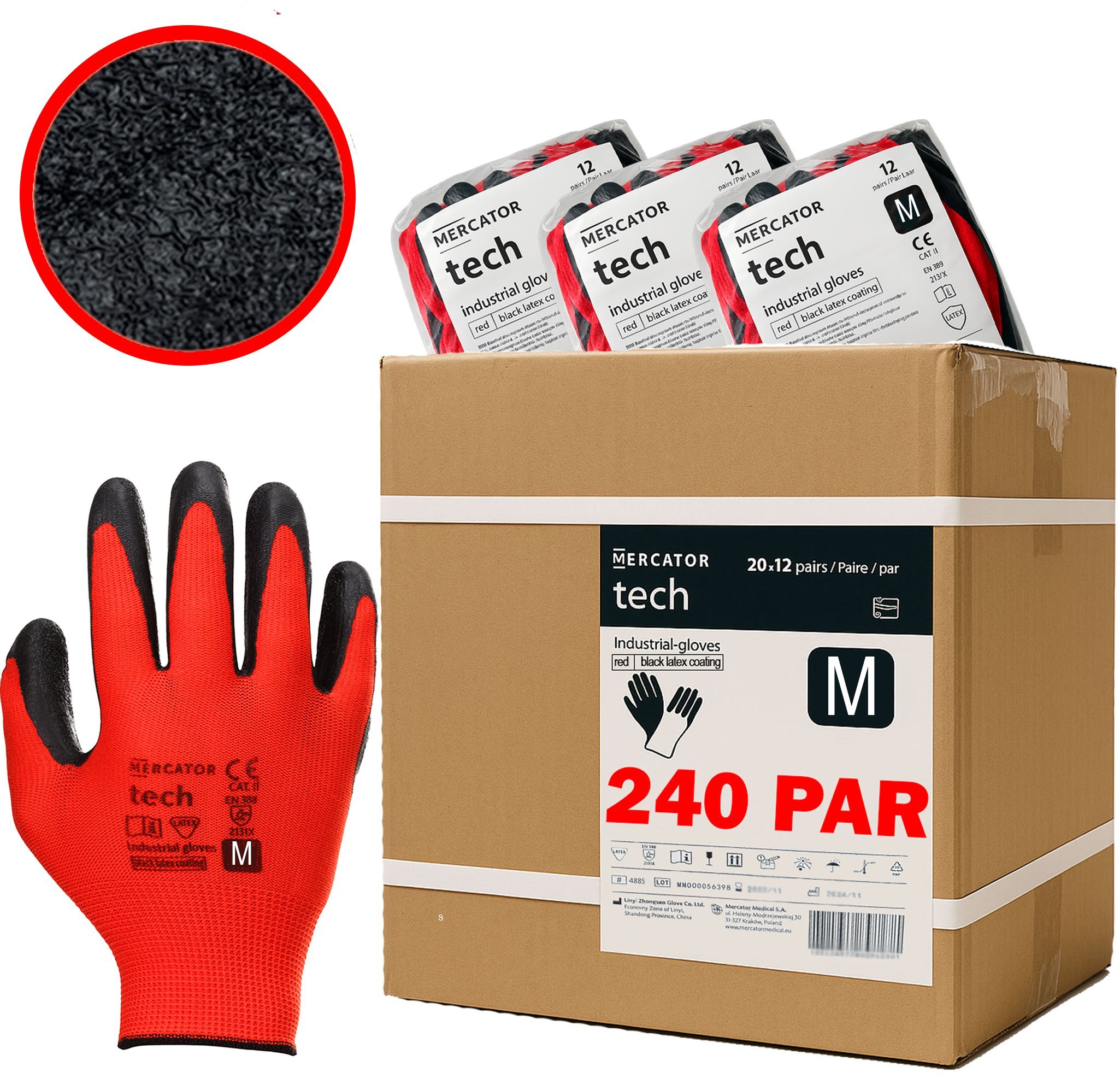 MERCATOR Tech Red+Black Latex - 240 Par 8 - M