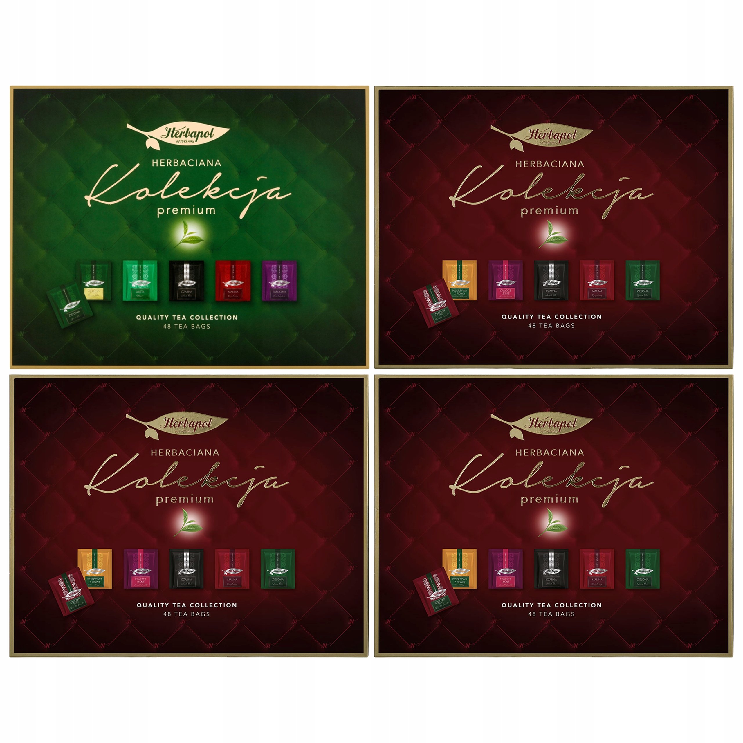 Herbapol zestaw 4 kolekcji herbacianych 3xBORDOWA 1xZIELONA 192 saszetki
