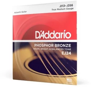 D'Addario komplet strun do gitary akustycznej, owijka z brązu EJ24 - Struny gitarowe  - miniaturka - grafika 1