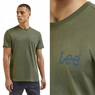 Koszulki męskie - Lee WOBBLY TEE Olive Grove ZIELONY T-SHIRT KOSZULKA Z LOGO REGULAR FIT XXL - miniaturka - grafika 1