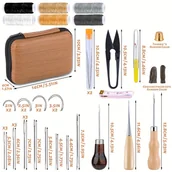 Inne - TEMU Zestaw do naprawy skóry - Profesjonalny zestaw do szycia z woskowaną nicią, szydłem, specjalistycznymi igłami, nożyczkami i akcesoriami do - miniaturka - grafika 1